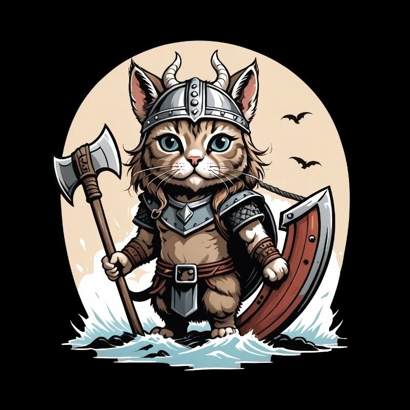 Cat Wikinger Viking Katze Geschenk Süß