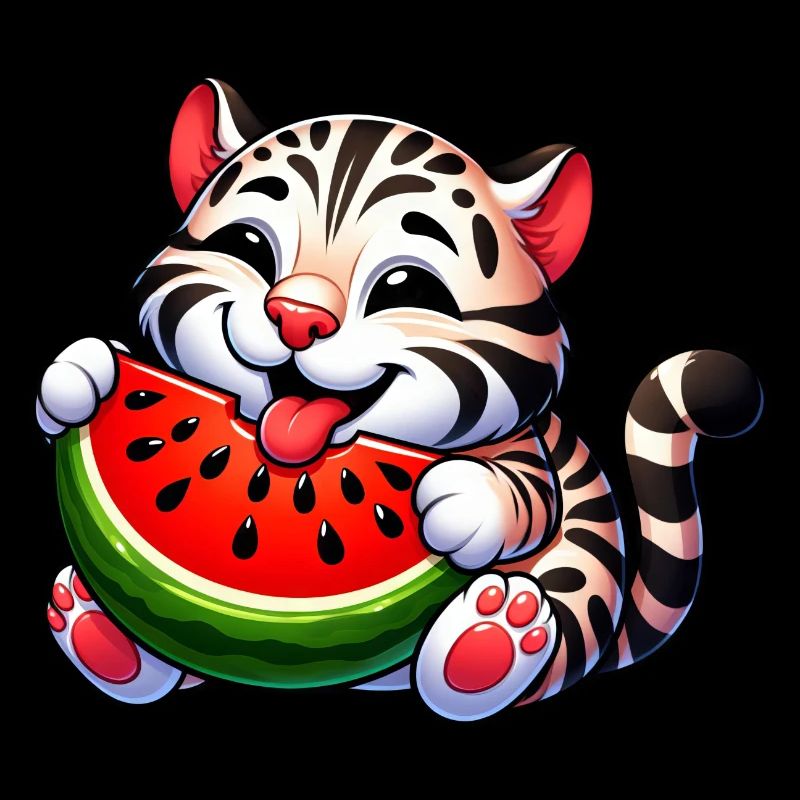 Chat Bengal Avec Pastèque Fruité Drôle
