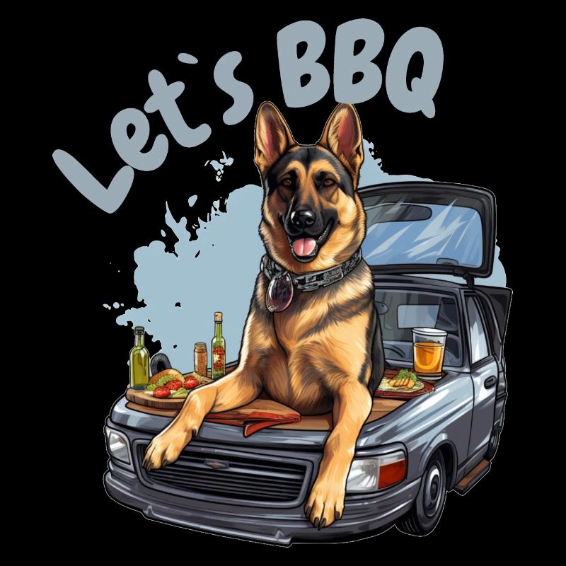 Grillmaster - BBQ Shirt, German Shepherd Let`s BBQ