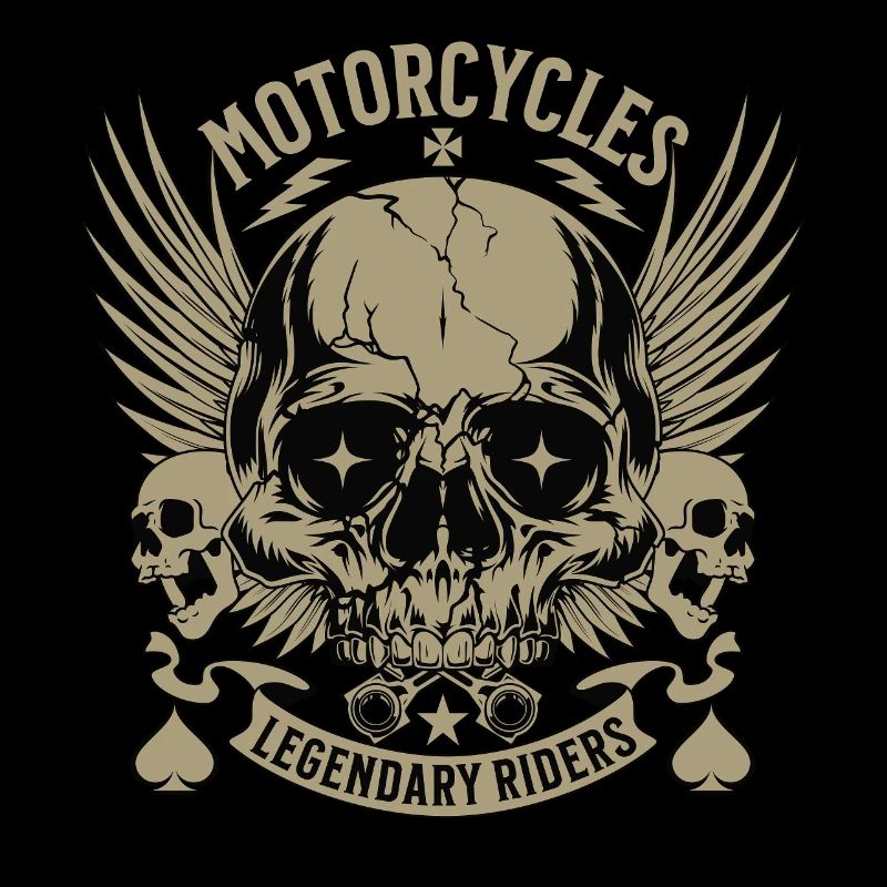 Biker Skull Design Legendary Motorcycle Skull