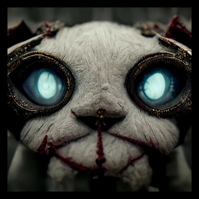 Evil cat with bright blue eyes