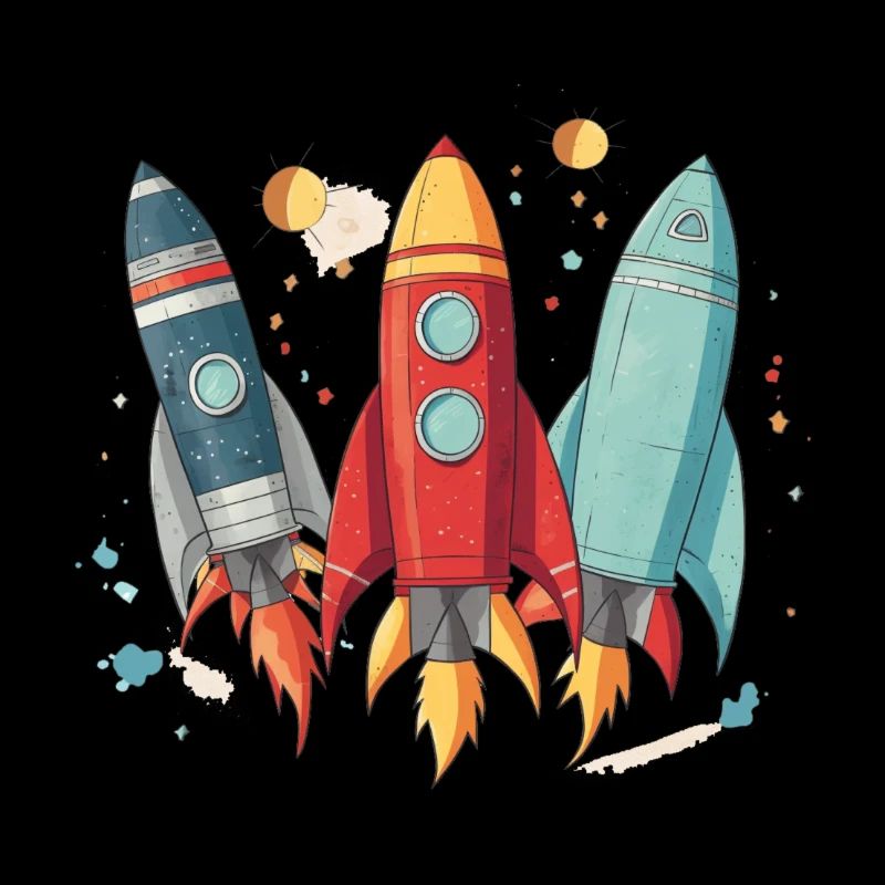 Colorful Rocket Ship Adventures