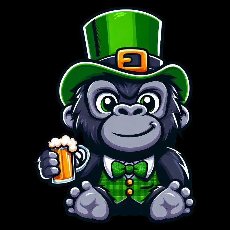 St. Patrick's Gorilla mit Bier Cartoon
