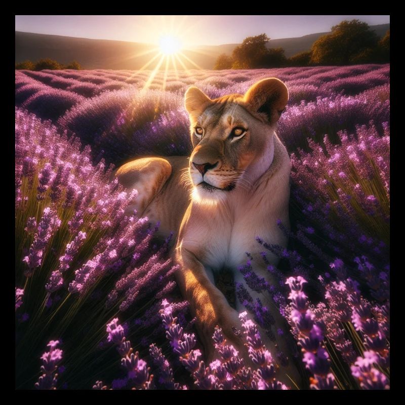 Lioness in Lavender Fields