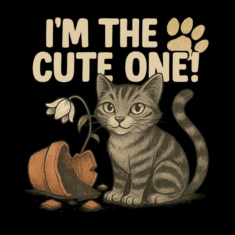 Cute Cat Katze mit Blumentopf