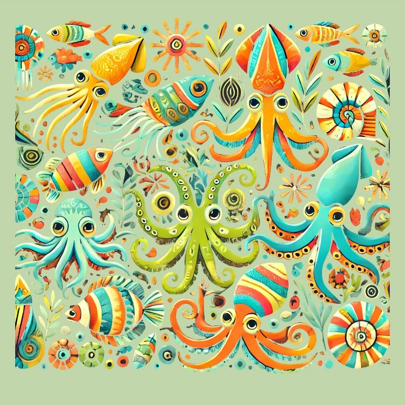 Squid Pattern, Love Ocean Animals