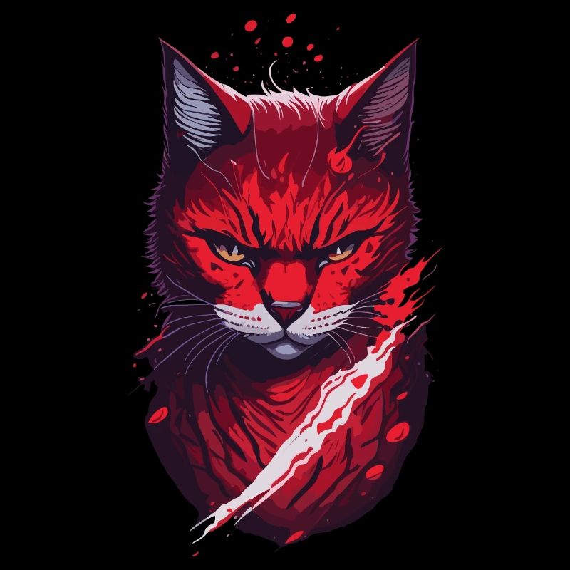 Cat Ninja Dark Evil Grim Cat Art