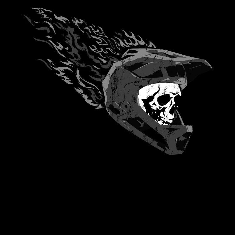full face skull flames iron rough