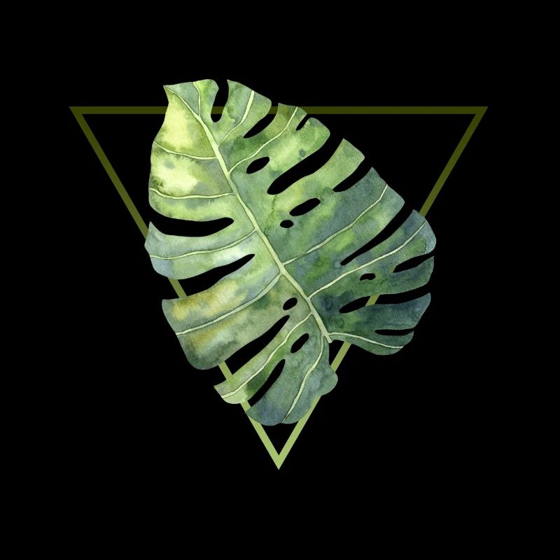 tropical monstera leaf modern triangle pattern