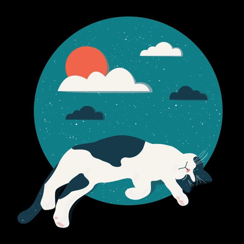 Süße Katze liegt vor Himmel Geschenk Idee