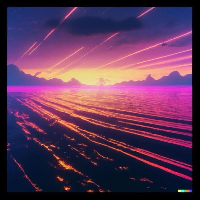Synthwave mild waves in the sea