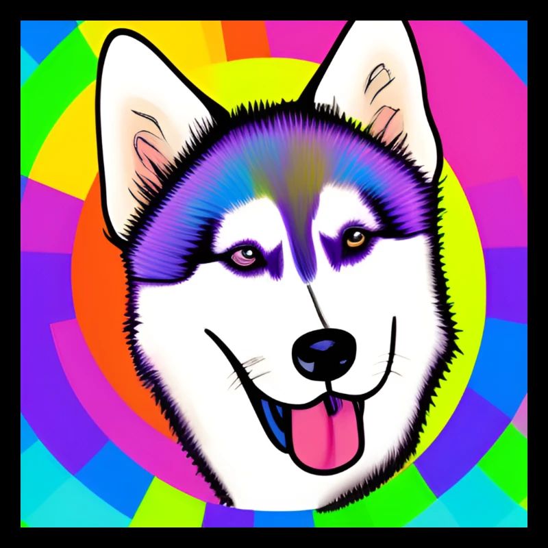 Cute Rainbow Husky Comic Design