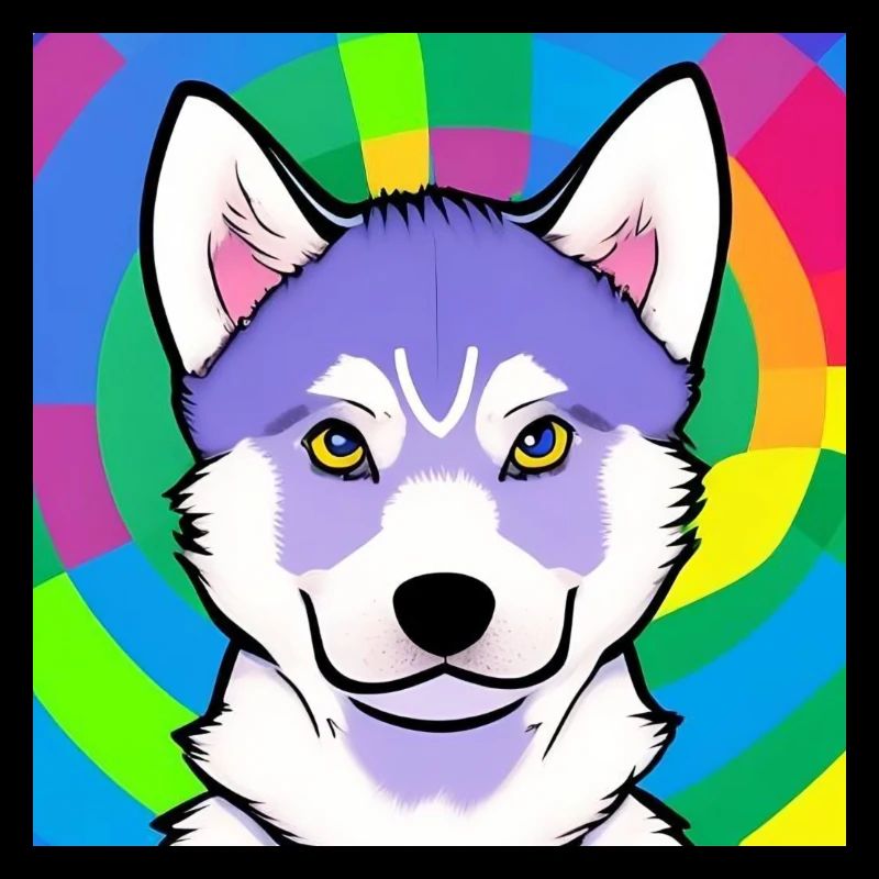Cute Rainbow Husky Comic Design