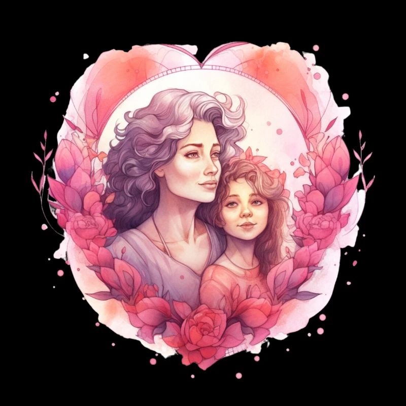 Zärtliche Mutter und Tochter in Rosa