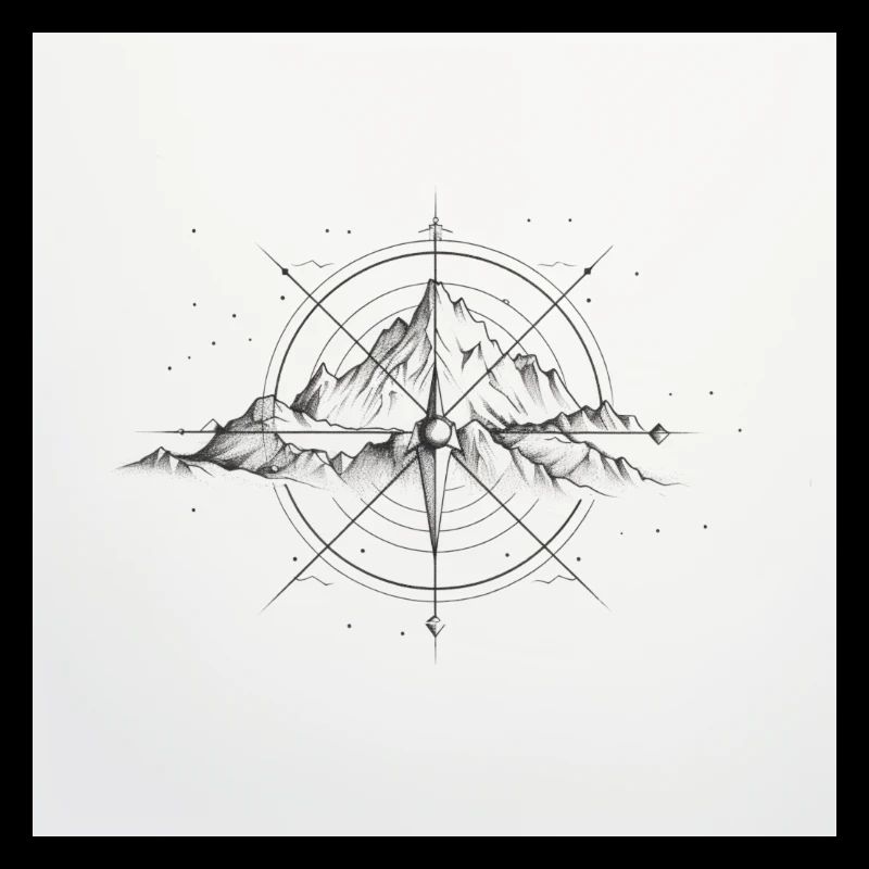one line drawing Kompass