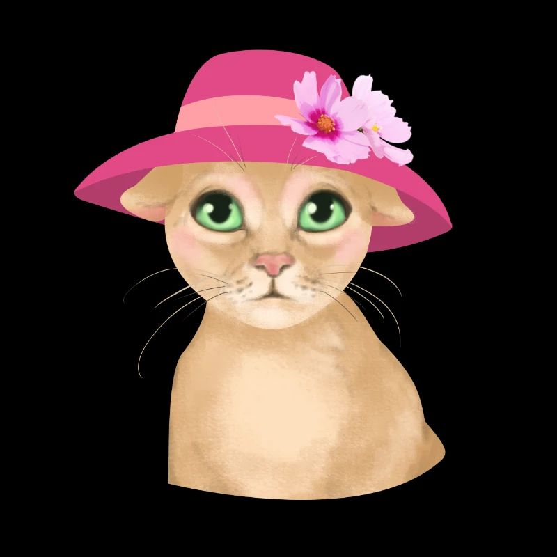 Cat with hat and flower