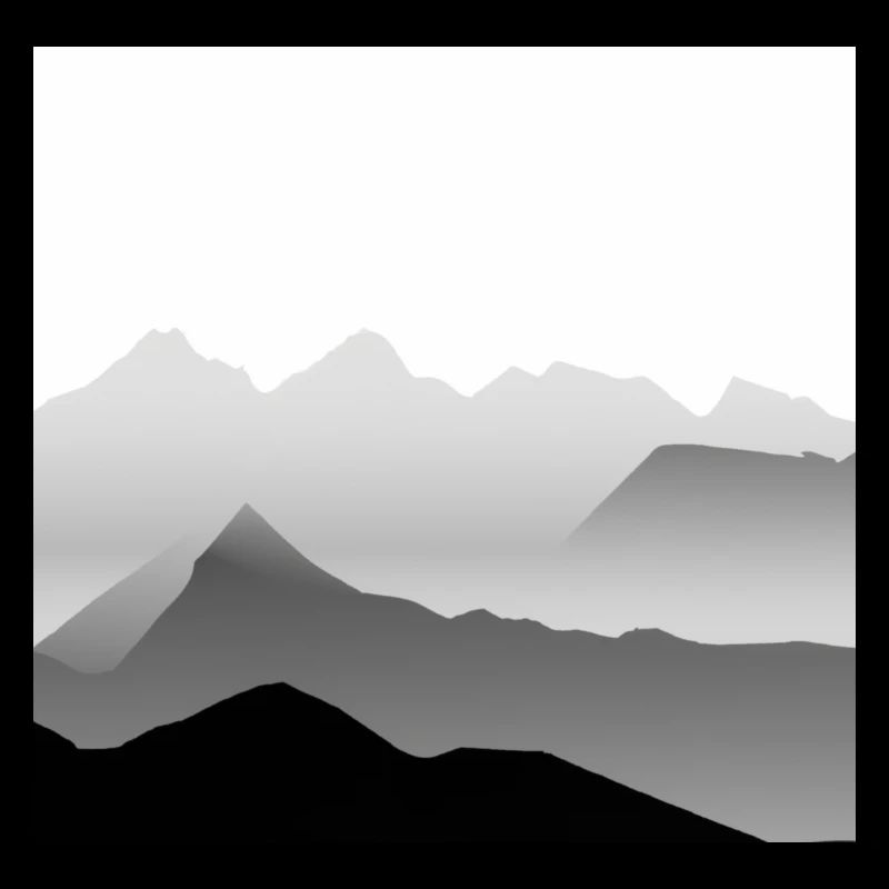 Outline mountain panorama: mountain range black and white