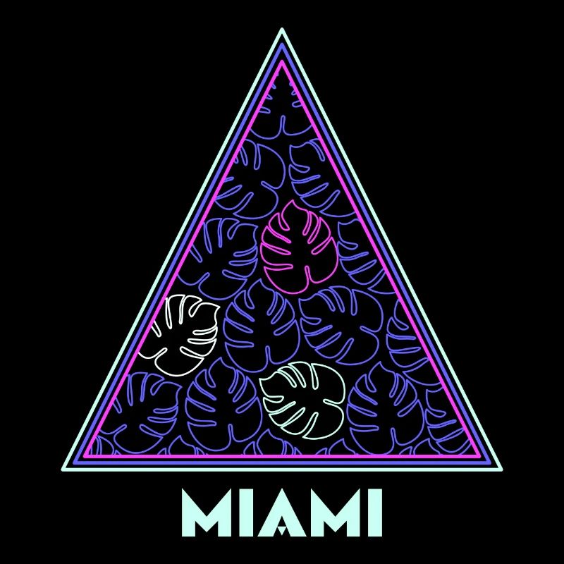 Palm feuilles néon triangle Miami idée cadeau