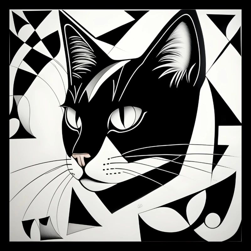 Cat: Cubist Black & White