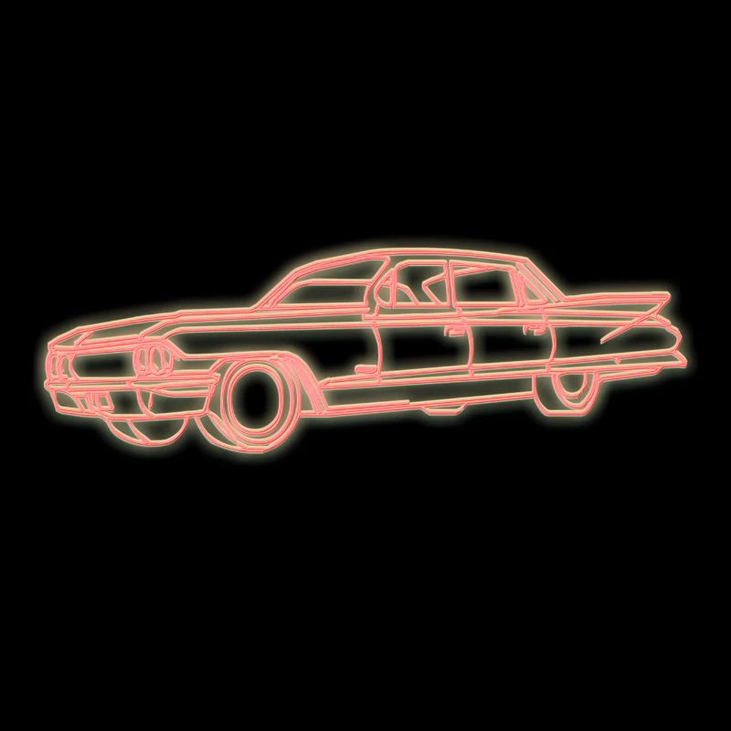 Neon light vintage car