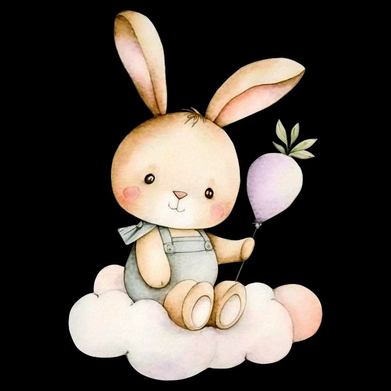 Niedlicher Hase sitzt auf einer Wolke