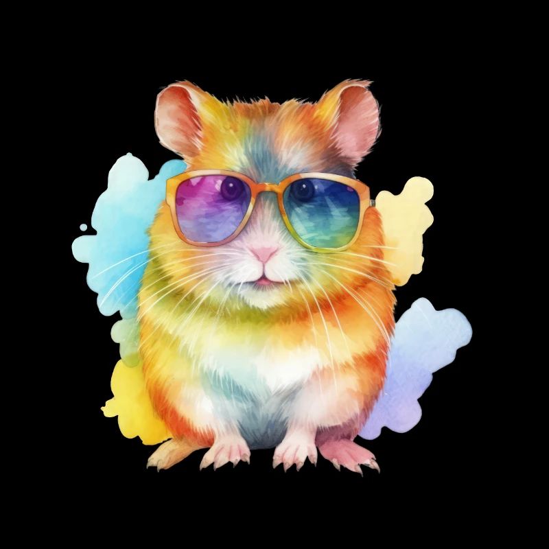 Cooler und bunter Hamster mit Sonnenbrille