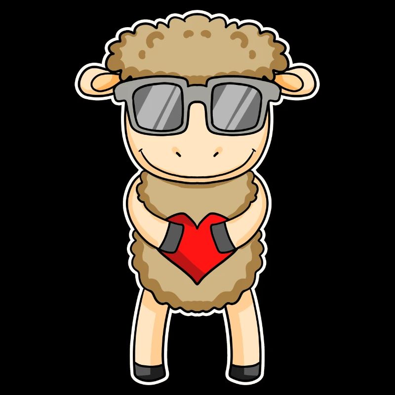 Schaf mit Herz und Brille
