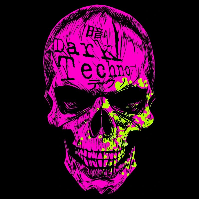 Crâne néon techno foncé