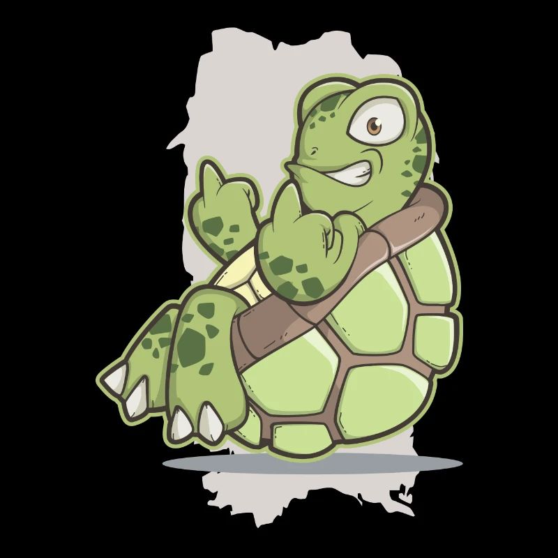 Turtle Zoo Grappig Dier Middelvinger Protest