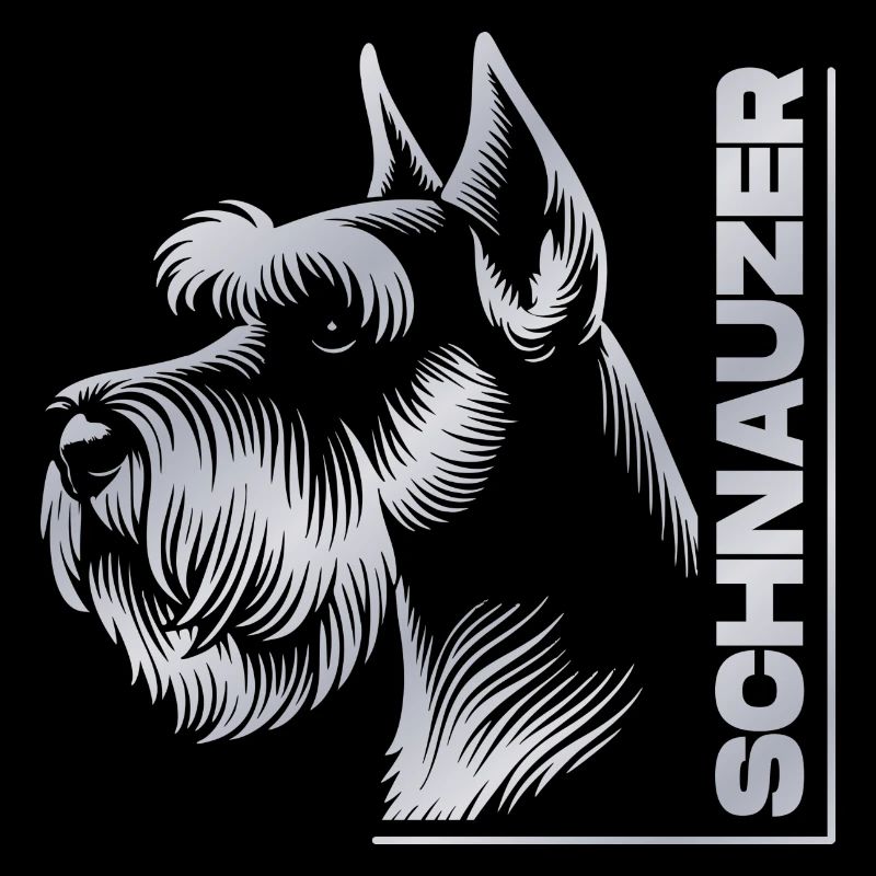 Schnauzer Portrait Drawing Head Silver