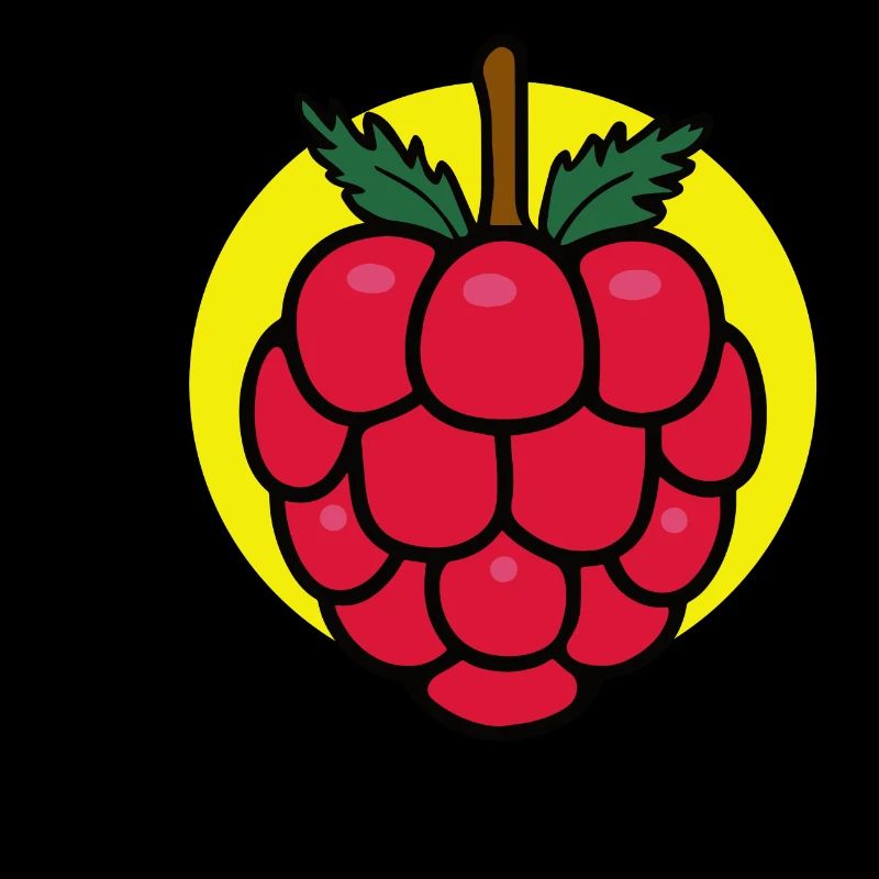 Raspberry with yellow background