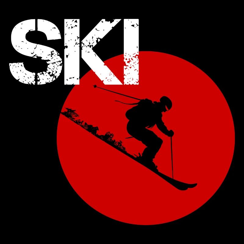Design de ski en rouge