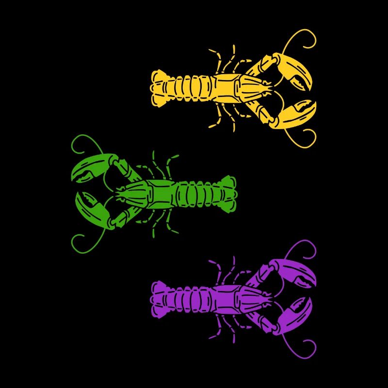 Mardi Gras Crawfish Jester hat Bead Tee New