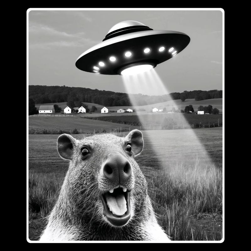 capybara Selfie With Alien UFO Funny capybara Gift