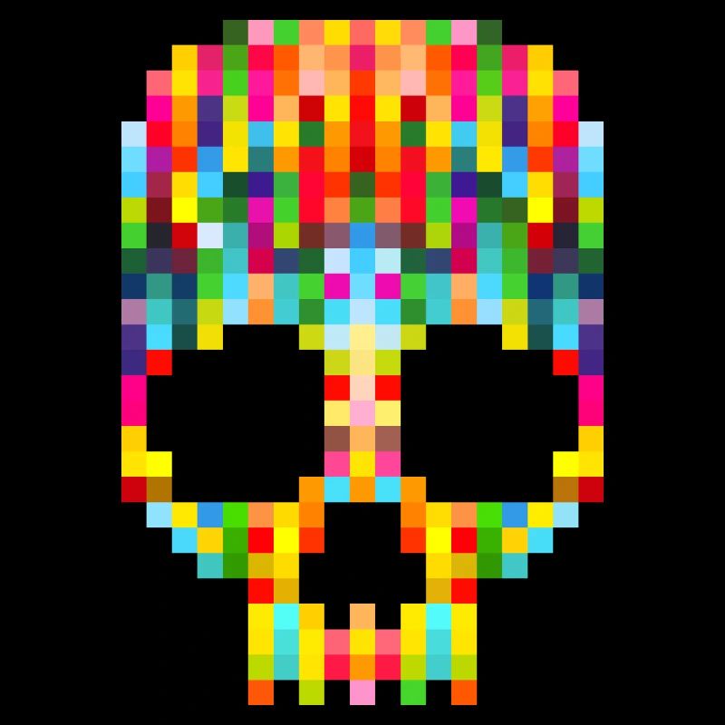 PIXEL ART Skull multicolor