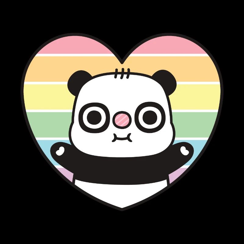 Süßes Panda Regenbogenherz