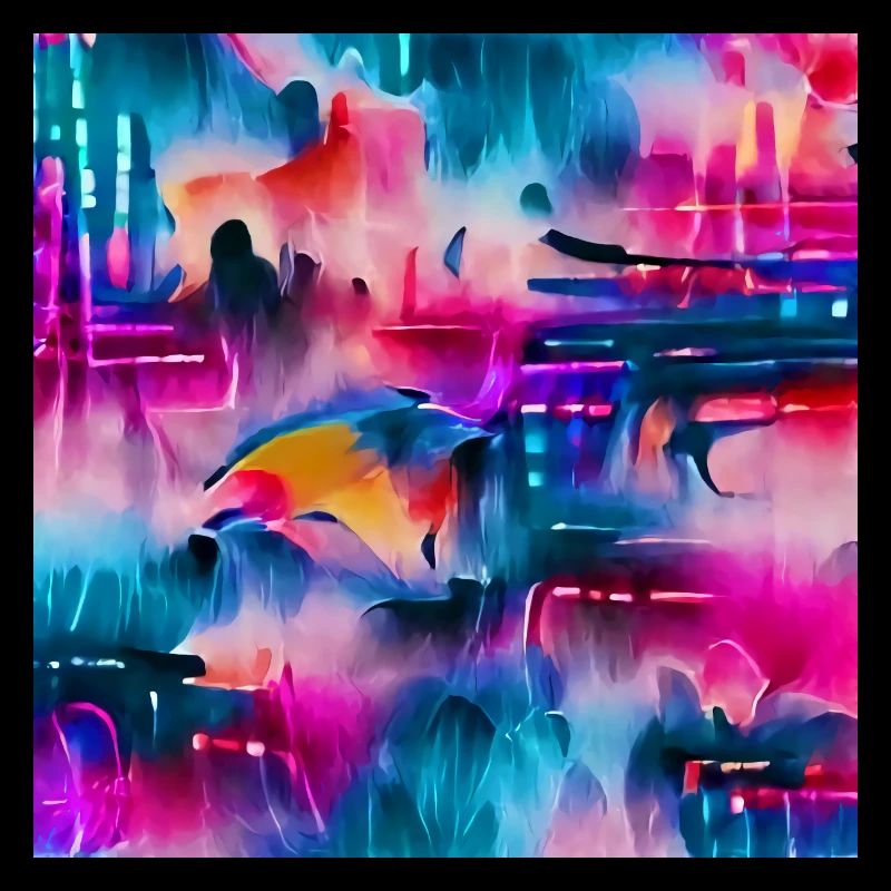 Abstract watercolor pattern in retro neon colors