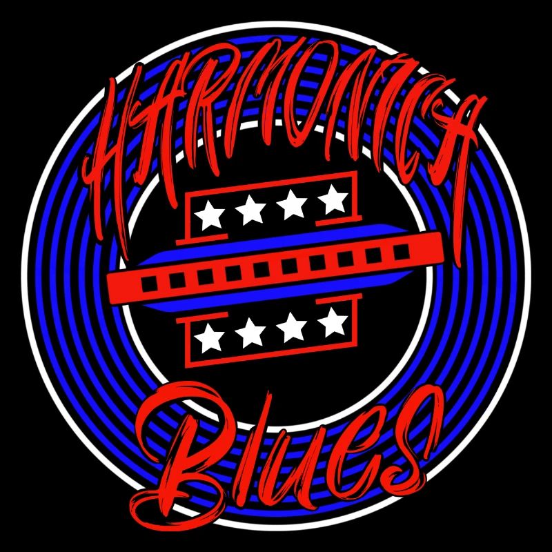 Harmonica Blues blue white red for harmonica player