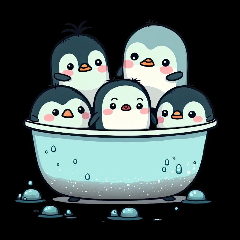 De mignons pingouins prennent un bain!