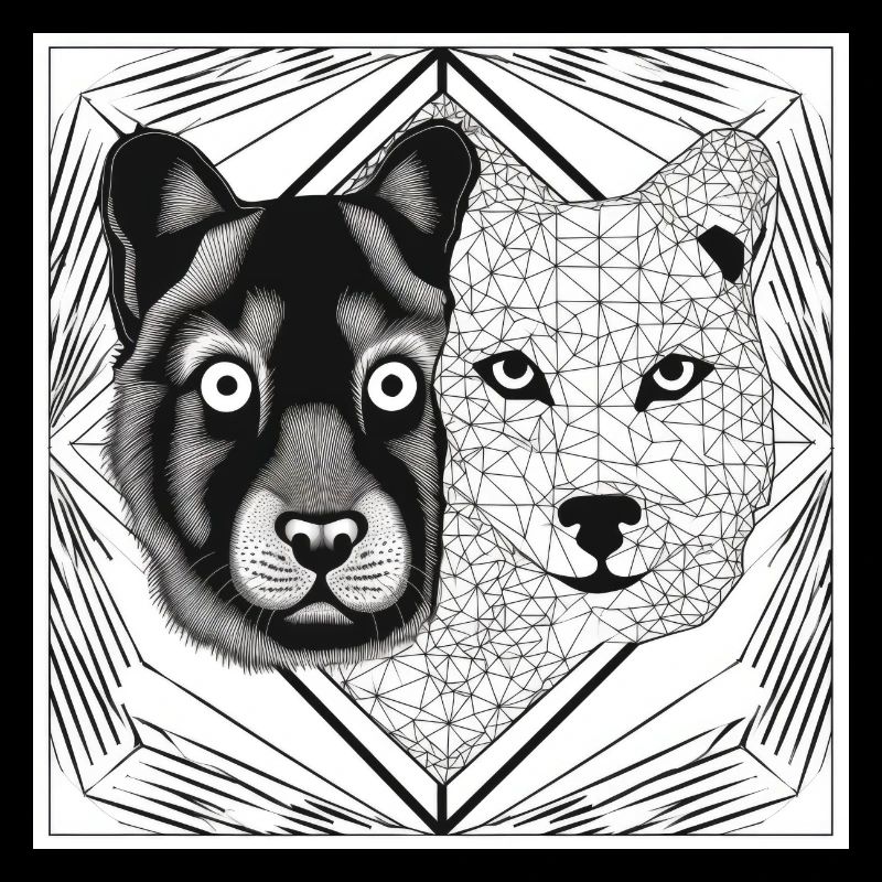 Monochromes Wolf & Hund Design