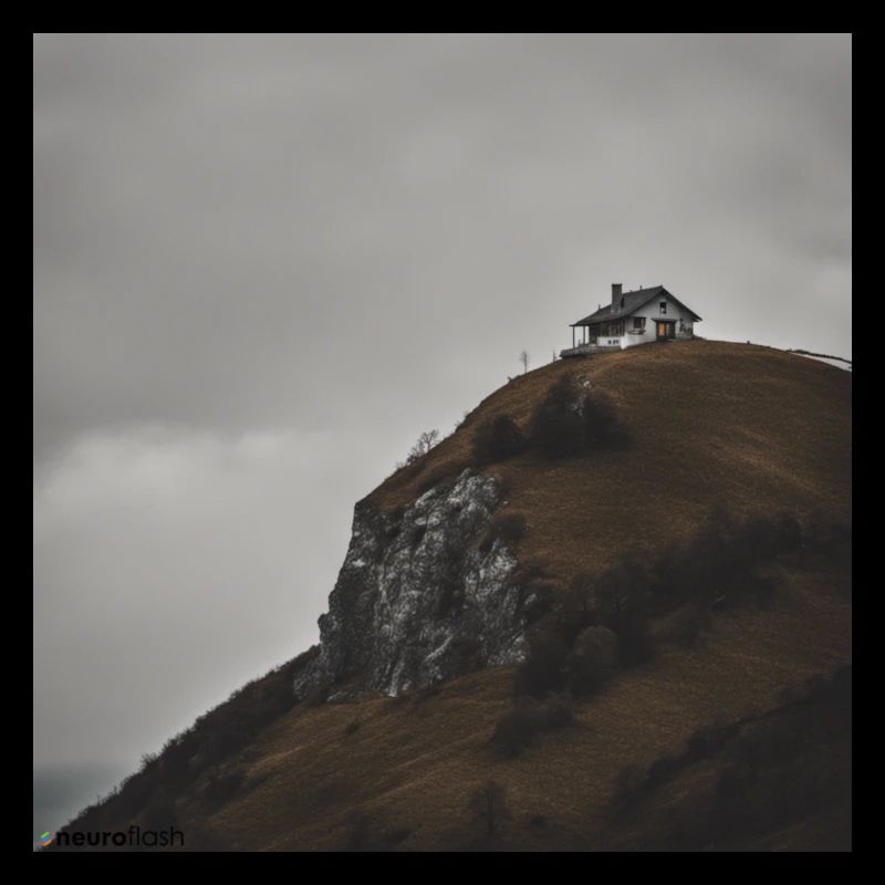 Maison solitaire sur une montagne