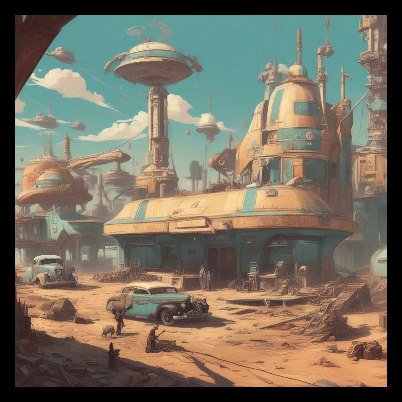retro-futurismus,1950s, Lowpoly,artwork,scetch