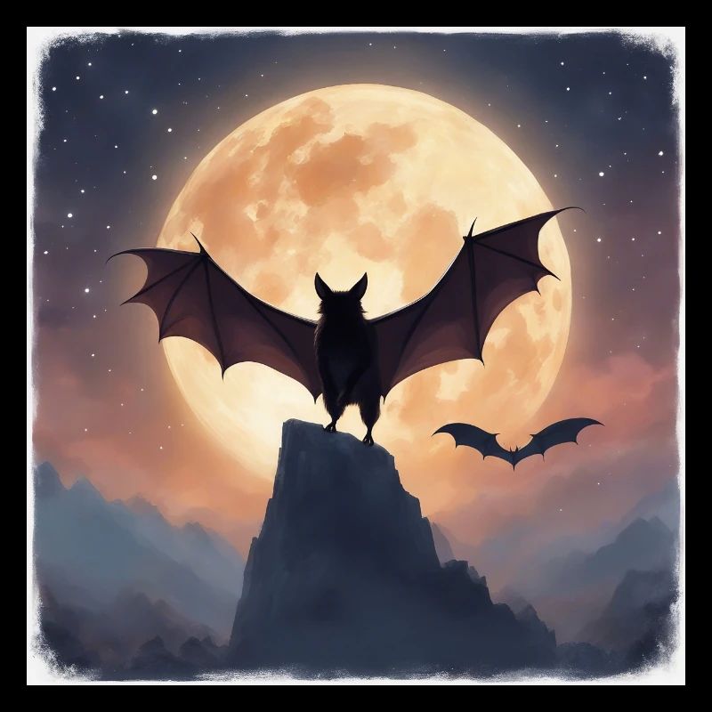 Fledermaus vor Vollmond