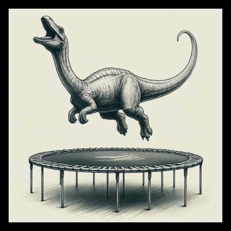 Süßer Dino springt Trampolin
