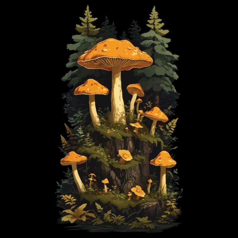 Retro Chanterelles Mushroom Picker Dream Mushroom Design