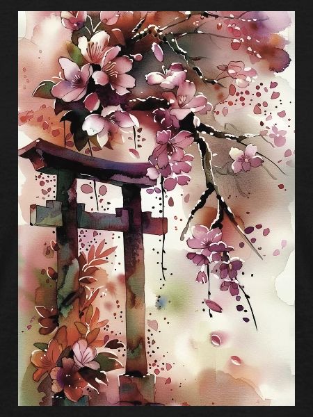 Sakura Torii im Aquarell