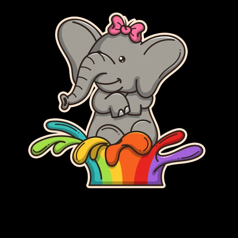 Süßes Elefantenmädchen auf Regenbogen Bunt
