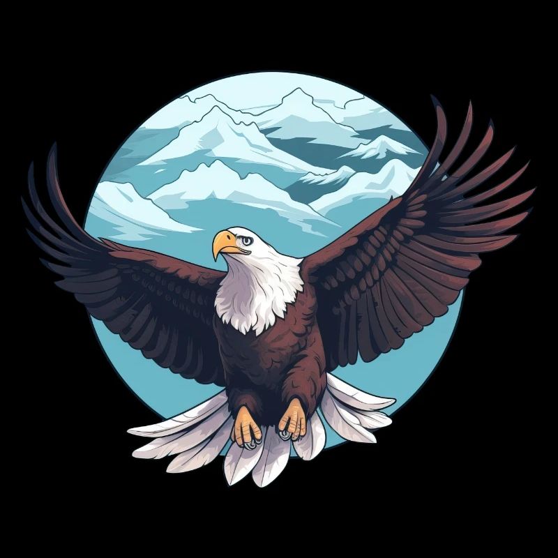 Majestic Eagle in Snowy Mountain Landscape