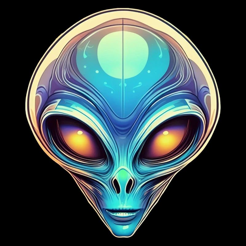 Tête d’extraterrestre de science-fiction colorée