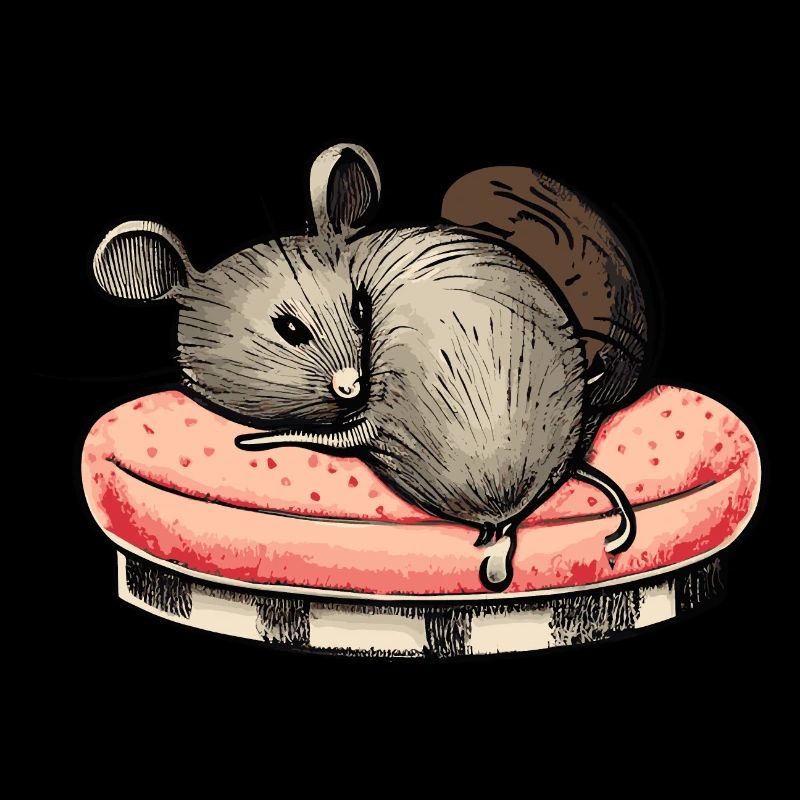Dessin d’une souris mignonne allongée dans son lit